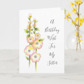 Pen & Waterverf Hollyhocks Kaart (Gele Bloem)