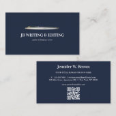 Pen Writer Blogger QR Code Marine Visitekaartje (Voorkant / Achterkant)