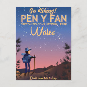 Pen Y Fan Wales wandelend reisposter Briefkaart