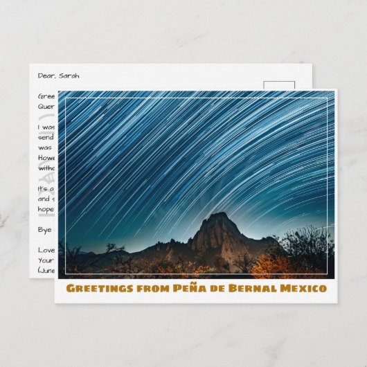 Peña de Bernal met Star Pattern bij Querétaro Briefkaart (Voorkant / Achterkant)