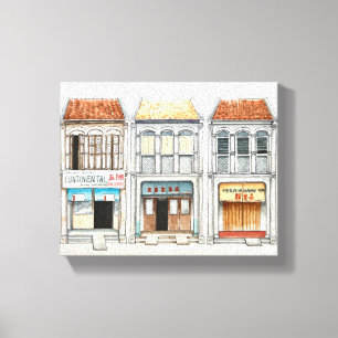 Penang erfgoed huizen canvas afdruk