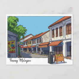 Penang Malaysia Georgetown Cartoon Briefkaart