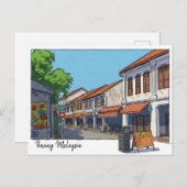 Penang Malaysia Georgetown Cartoon Briefkaart (Voorkant / Achterkant)