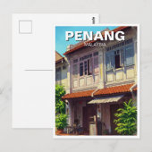 Penang Malaysia Heritage Townhouse Reizen Briefkaart (Voorkant / Achterkant)