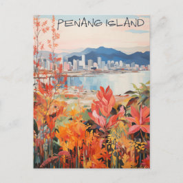 Penang Malaysia Travel City Painting Aesthetic Briefkaart