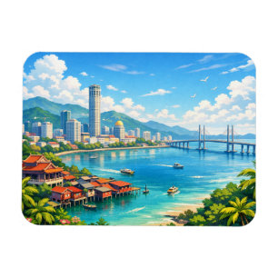 Penang Maleisië Skyline Ansichtkaart Magneet