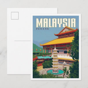 Penang Maleisië Vintage Kunst Reizen Briefkaart