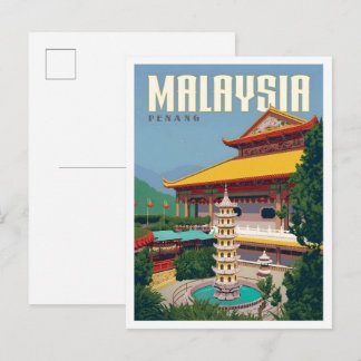 Penang Maleisië Vintage Kunst Reizen Briefkaart