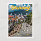 Penang Maleisië Vintage Kunst Reizen Illustratie Briefkaart (Voorkant)