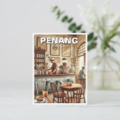 Penang Maleisië Winkelhuis Kopitiam Reizen Briefkaart (Staand voorkant)