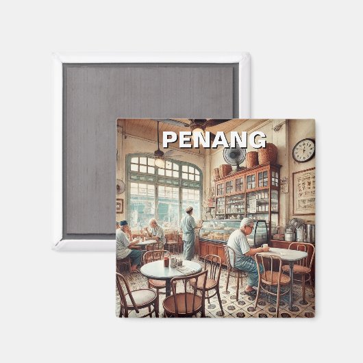 Penang Maleisië Winkelhuis Kopitiam Reizen Magneet (Voorkant / Achterkant)