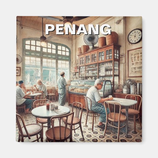 Penang Maleisië Winkelhuis Kopitiam Reizen Magneet (Voorkant)