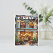 Penang Maleisië Winkelhuis Storefront Travel Briefkaart (Staand voorkant)