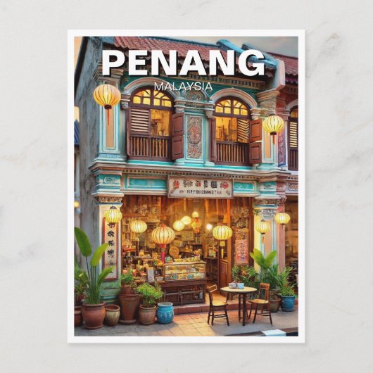 Penang Maleisië Winkelhuis Storefront Travel Briefkaart (Voorkant)