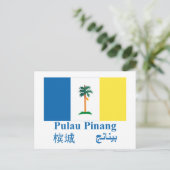 Penang-vlag met naam briefkaart (Staand voorkant)