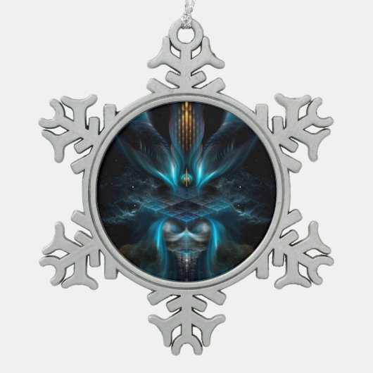 Penapia Fractal Art Pewter Snowflake Ornament (Voorkant)