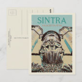 Pena's paleis entree illustratie, Sintra Portugal Briefkaart (Voorkant / Achterkant)