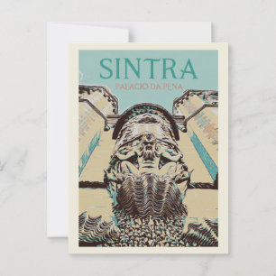 Pena's paleis entree illustratie, Sintra Portugal Briefkaart