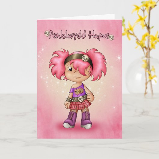 Penblwydd Hapus - de Welse Kaart van de Verjaardag (Gele Bloem)