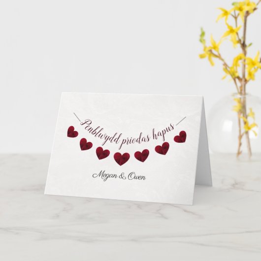 Penblwydd priodas hapus Welsh Happy Jubileum Kaart (Gele Bloem)