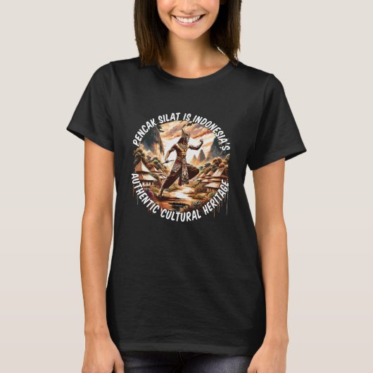 Pencak Silat Indonesië Vrouwen Zwart T-shirt (Voorkant)