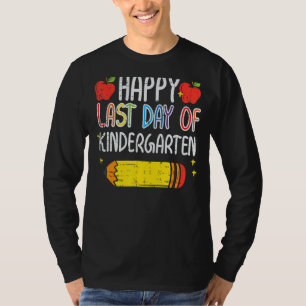 Pencil Apple Happy Laatste Dag Kindergarten School T-shirt