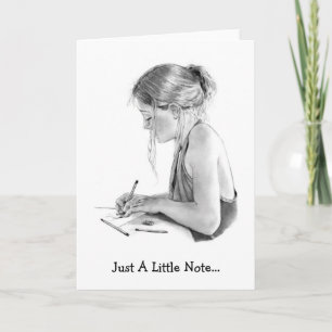 PENCIL ART NOTE CARD, DRAWING KAART