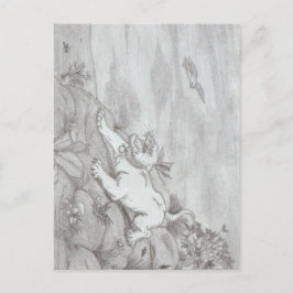 Pencil art White Lioness fantasy vliegend eagle Briefkaart