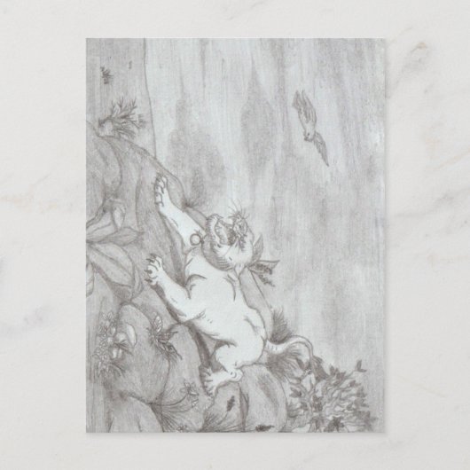 Pencil art White Lioness fantasy vliegend eagle Briefkaart (Voorkant)