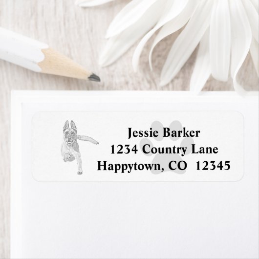 Pencil Belgische Malinois Return Address Label (Insitu)
