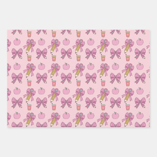 Pencil Coquette Bow Pattern Inpakpapier Vel (Voorkant 3)