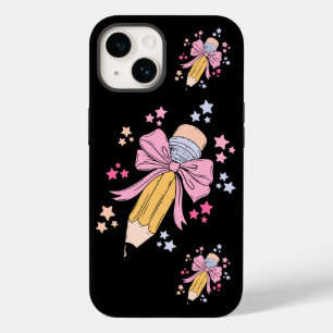 Pencil Coquette Bow Pink Terug naar schoolleraren Case-Mate iPhone 14 Hoesje