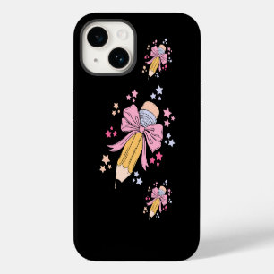 Pencil Coquette Bow Pink Terug naar schoolleraren iPhone 14 Hoesje