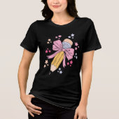 Pencil Coquette Bow Pink Terug naar schoolleraren Tri-Blend Shirt (Voorkant)