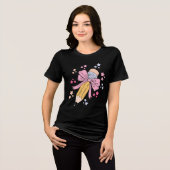 Pencil Coquette Bow Pink Terug naar schoolleraren Tri-Blend Shirt (Voorkant volledig)