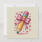 Pencil Coquette Bow Teacher Appreciation School Kaart (Voorkant)