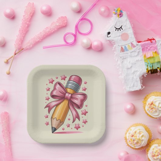 Pencil Coquette Bow Teacher Appreciation School Papieren Bordje (Feest)