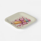 Pencil Coquette Bow Teacher Appreciation School Papieren Bordje (Gebogen)
