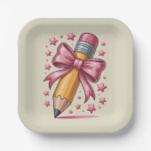 Pencil Coquette Bow Teacher Appreciation School Papieren Bordje (Voorkant)
