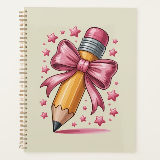 Pencil Coquette Bow Teacher Appreciation School Planner (Voorkant)