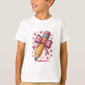 Pencil Coquette Bow Teacher Appreciation School T-shirt (Voorkant)