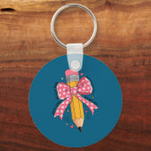 Pencil Coquette Bow Test Day Teacher Motivational Sleutelhanger (Voorkant)