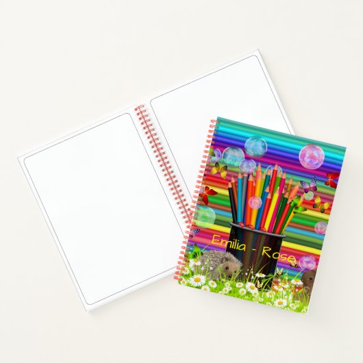 Pencil Crayons Holder Bubbles Butterflies Daisies Notitieboek (Binnen)
