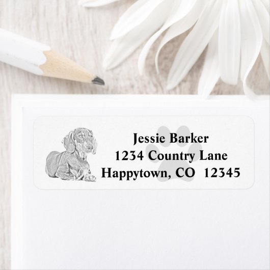 Pencil Dachshund Return Label (Insitu)