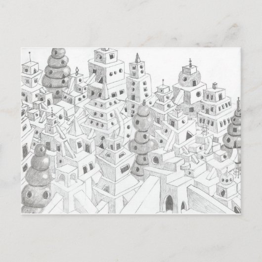 Pencil Drawn City Briefkaart (Voorkant)