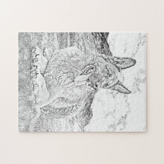 Pencil Drawn German Shepherd 252 pc Jigzaag Puzzle Legpuzzel (Horizontaal)