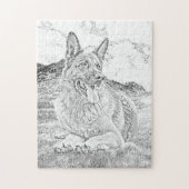 Pencil Drawn German Shepherd 252 pc Jigzaag Puzzle Legpuzzel (Verticaal)