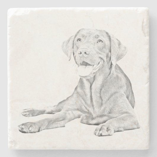 Pencil Drawn Labrador Retriever Marble Onderzetter (Voorkant)
