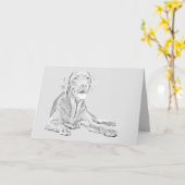 Pencil Drawn Labrador Retriever Wenskaart Kaart (Gele Bloem)