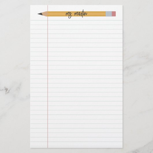 Pencil en papier Gepersonaliseerde leerkracht Stat (Voorkant)